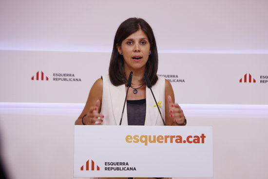 ERC spokesperson Marta Vilalta at a press conference on August 26, 2019 (Sílvia Jardí/ACN)